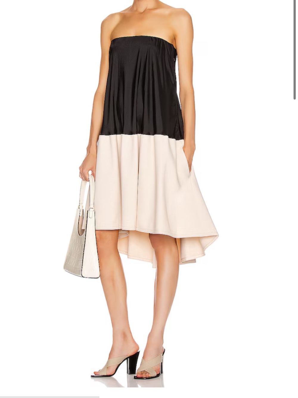 NWT Tibi Sculpture Soft Drape Strapless Bias Dress in Black and Blush Size 00